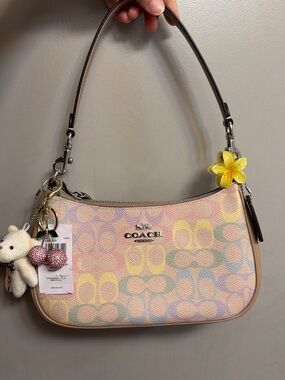 Coach Pastel Signature Canvas Shoulder Bag in Pink Multi